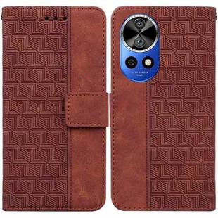 For Huawei nova 12 Pro Geometric Embossed Leather Phone Case(Brown)