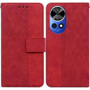 For Huawei nova 12 Ultra Geometric Embossed Leather Phone Case(Red)