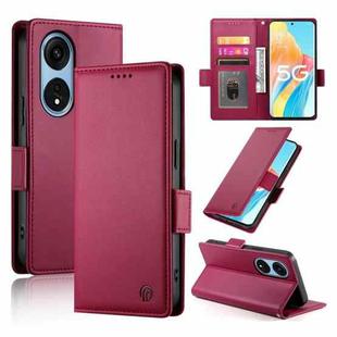 For OPPO A1 Pro / Reno8 T 5G Side Buckle Magnetic Frosted Leather Phone Case(Wine Red)