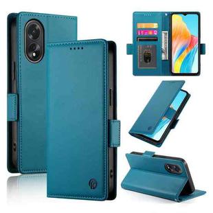 For OPPO A18 4G / A38 4G Global Side Buckle Magnetic Frosted Leather Phone Case(Blue)