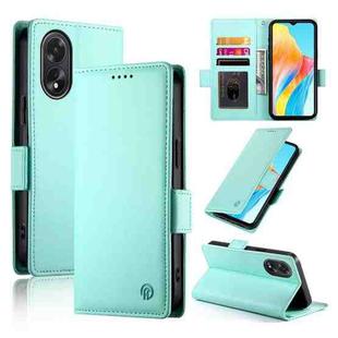 For OPPO A18 4G / A38 4G Global Side Buckle Magnetic Frosted Leather Phone Case(Mint Green)