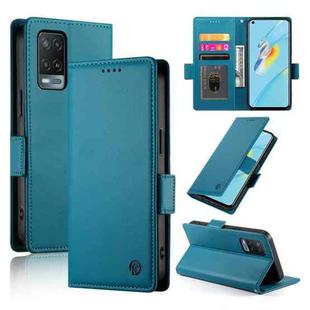 For OPPO A54 / A54s / A55 5G / A55s 5G Side Buckle Magnetic Frosted Leather Phone Case(Blue)