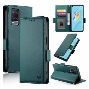 For OPPO A54 / A54s / A55 5G / A55s 5G Side Buckle Magnetic Frosted Leather Phone Case(Dark Green)