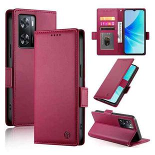 For OPPO A57 4G Global / A77 4G Global Side Buckle Magnetic Frosted Leather Phone Case(Wine Red)