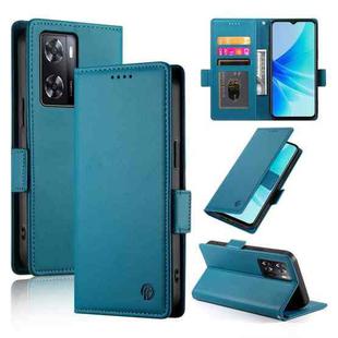 For OPPO A57 4G Global / A77 4G Global Side Buckle Magnetic Frosted Leather Phone Case(Blue)