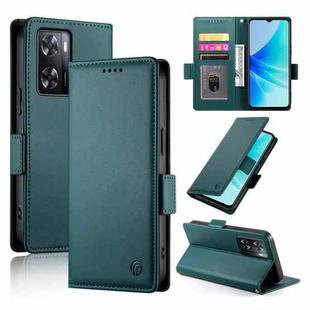 For OPPO A57 4G Global / A77 4G Global Side Buckle Magnetic Frosted Leather Phone Case(Dark Green)