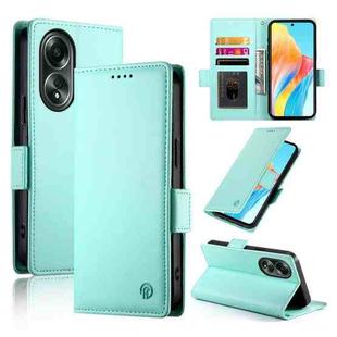 For OPPO A58 4G Global Side Buckle Magnetic Frosted Leather Phone Case(Mint Green)