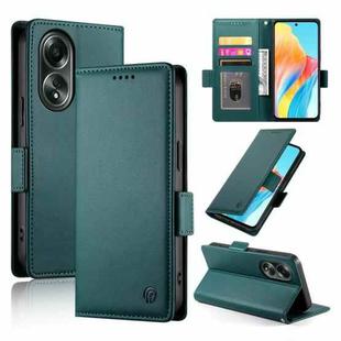 For OPPO A58 4G Global Side Buckle Magnetic Frosted Leather Phone Case(Dark Green)