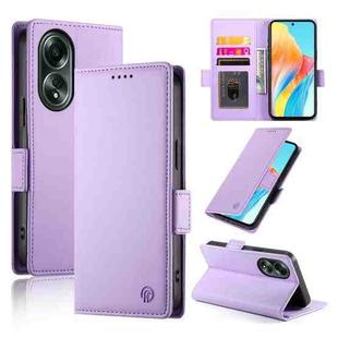 For OPPO A58 4G Global Side Buckle Magnetic Frosted Leather Phone Case(Purple)