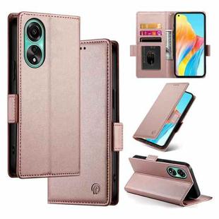 For OPPO A78 4G Global Side Buckle Magnetic Frosted Leather Phone Case(Rose Gold)