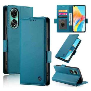 For OPPO A78 4G Global Side Buckle Magnetic Frosted Leather Phone Case(Blue)