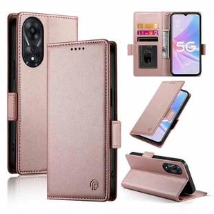 For OPPO A78 5G / A58x Global / A1x 5G Side Buckle Magnetic Frosted Leather Phone Case(Rose Gold)