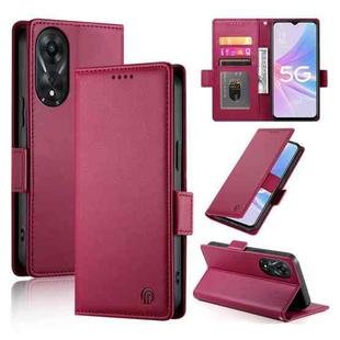 For OPPO A78 5G / A58x Global / A1x 5G Side Buckle Magnetic Frosted Leather Phone Case(Wine Red)