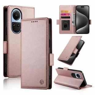 For OPPO Reno10 / Reno10 Pro Global Side Buckle Magnetic Frosted Leather Phone Case(Rose Gold)