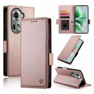 For OPPO Reno11 5G Global Side Buckle Magnetic Frosted Leather Phone Case(Rose Gold)