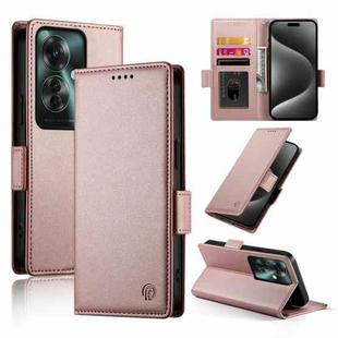 For OPPO Reno11 F Side Buckle Magnetic Frosted Leather Phone Case(Rose Gold)