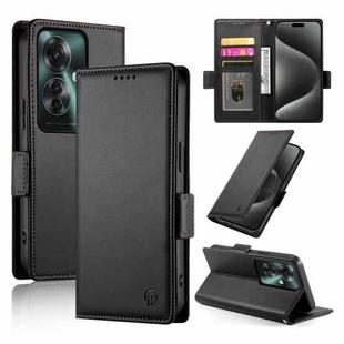 For OPPO Reno11 F Side Buckle Magnetic Frosted Leather Phone Case(Black)