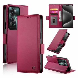 For OPPO Reno11 F Side Buckle Magnetic Frosted Leather Phone Case(Wine Red)