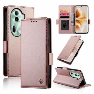 For OPPO Reno11 Pro 5G Global Side Buckle Magnetic Frosted Leather Phone Case(Rose Gold)