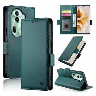 For OPPO Reno11 Pro 5G Global Side Buckle Magnetic Frosted Leather Phone Case(Dark Green)