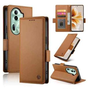 For OPPO Reno11 Pro 5G Global Side Buckle Magnetic Frosted Leather Phone Case(Brown)