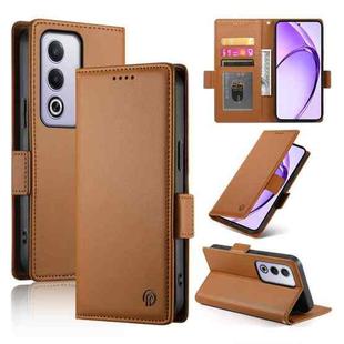 For OPPO A3 Pro 5G Side Buckle Magnetic Frosted Leather Phone Case(Brown)