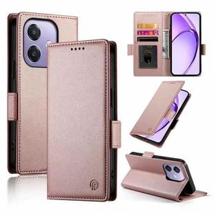 For OPPO A3 4G / 5G / A3X 4G / 5G India Side Buckle Magnetic Frosted Leather Phone Case(Rose Gold)