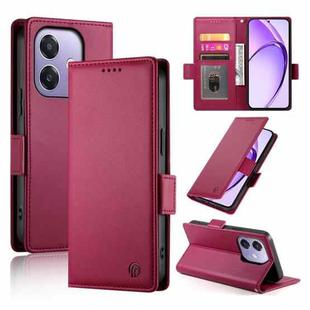 For OPPO A3 4G / 5G / A3X 4G / 5G India Side Buckle Magnetic Frosted Leather Phone Case(Wine Red)