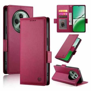 For OPPO Reno12 F 4G / 5G / F27 India Side Buckle Magnetic Frosted Leather Phone Case(Wine Red)