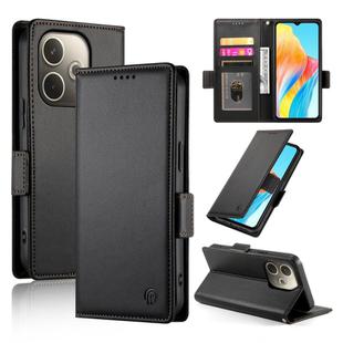 For OPPO A5 PRO 5G Global Side Buckle Magnetic Frosted Leather Phone Case(Black)
