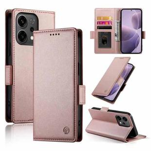 For OPPO Reno14 Global / Reno14 F 5G Side Buckle Magnetic Frosted Leather Phone Case(Rose Gold)