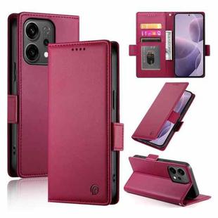 For OPPO Reno14 Global / Reno14 F 5G Side Buckle Magnetic Frosted Leather Phone Case(Wine Red)
