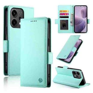 For OPPO Reno14 Global / Reno14 F 5G Side Buckle Magnetic Frosted Leather Phone Case(Mint Green)