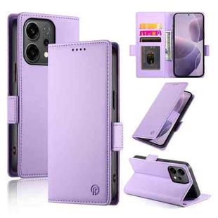 For OPPO Reno14 Global / Reno14 F 5G Side Buckle Magnetic Frosted Leather Phone Case(Purple)