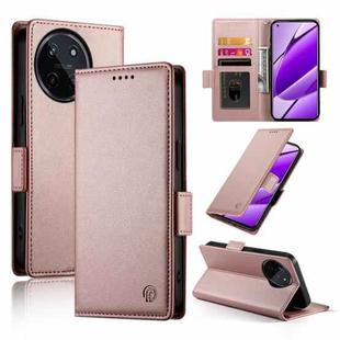 For Realme 11 4G Side Buckle Magnetic Frosted Leather Phone Case(Rose Gold)