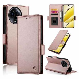 For Realme 11 5G / Realme 11x Side Buckle Magnetic Frosted Leather Phone Case(Rose Gold)