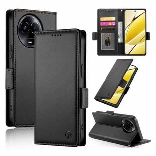 For Realme 11 5G / Realme 11x Side Buckle Magnetic Frosted Leather Phone Case(Black)