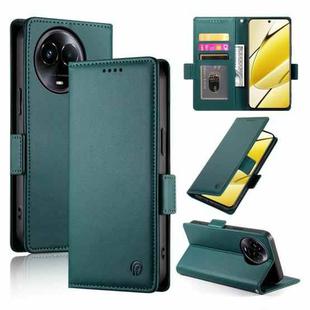 For Realme 11 5G / Realme 11x Side Buckle Magnetic Frosted Leather Phone Case(Dark Green)
