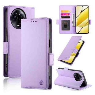 For Realme 11 5G / Realme 11x Side Buckle Magnetic Frosted Leather Phone Case(Purple)