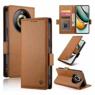 For Realme 11 Pro 5G / 11 Pro+ 5G Side Buckle Magnetic Frosted Leather Phone Case(Brown)