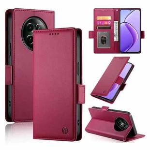 For Realme 12 Side Buckle Magnetic Frosted Leather Phone Case(Wine Red)