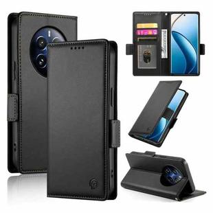 For Realme 12 Pro / 12 Pro+ Side Buckle Magnetic Frosted Leather Phone Case(Black)