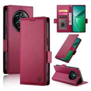 For Realme 12+ / Narzo 70 Pro Side Buckle Magnetic Frosted Leather Phone Case(Wine Red)