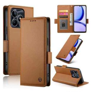 For Realme C53 4G / Narzo N53 4G Side Buckle Magnetic Frosted Leather Phone Case(Brown)