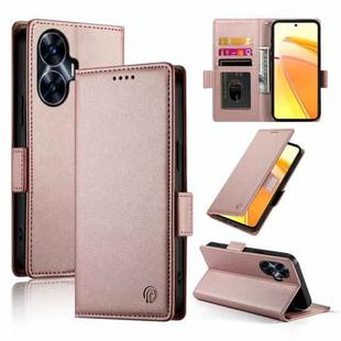 For Realme C55 4G / Narzo N55 Side Buckle Magnetic Frosted Leather Phone Case(Rose Gold)