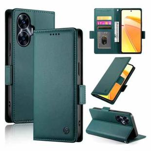 For Realme C55 4G / Narzo N55 Side Buckle Magnetic Frosted Leather Phone Case(Dark Green)
