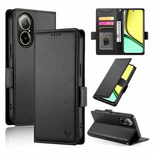 For Realme C67 4G Global Side Buckle Magnetic Frosted Leather Phone Case(Black)