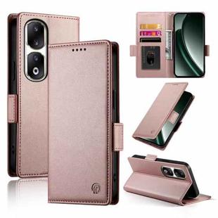 For Realme GT 6 Global Side Buckle Magnetic Frosted Leather Phone Case(Rose Gold)