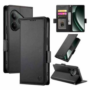 For Realme GT 6 Global Side Buckle Magnetic Frosted Leather Phone Case(Black)