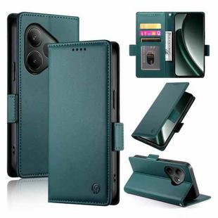 For Realme GT 6 Global Side Buckle Magnetic Frosted Leather Phone Case(Dark Green)